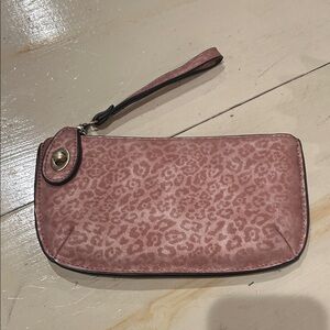 Joy Susan Blush Leopard Wristlet